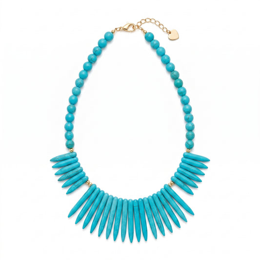 Collier tribal ethnique chic turquoise fait main - Atelier Jagg
